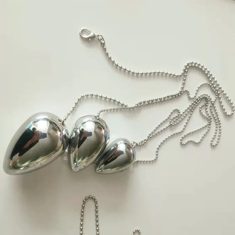 Stainless Steel Anal Plug with Bead Chain