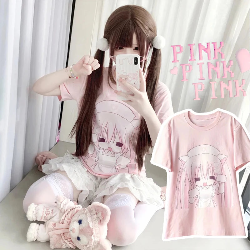 Cute Anime Print Y2K T-Shirt