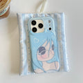 Kawaii Blue Hair Anime Girl Phone Case for IPhone17 16 15 Pro ProMax Cartoon Character with Glasses Soft Gift for Girls