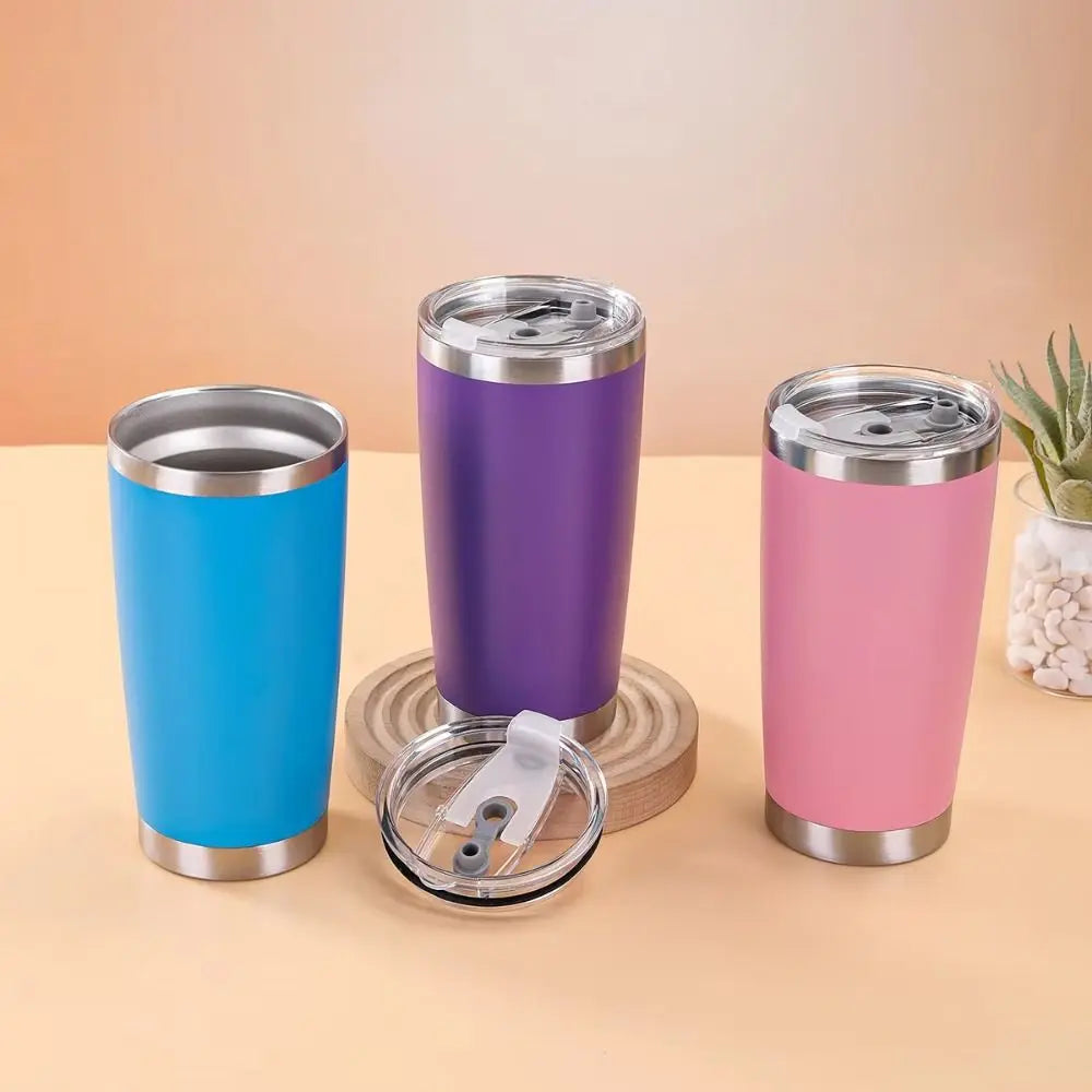 20oz Capacity Travel Insulated Tumbler Double-Walled with Lid Vehicle Mounted Water Bottle Leak Proof Vacuum Insulated
