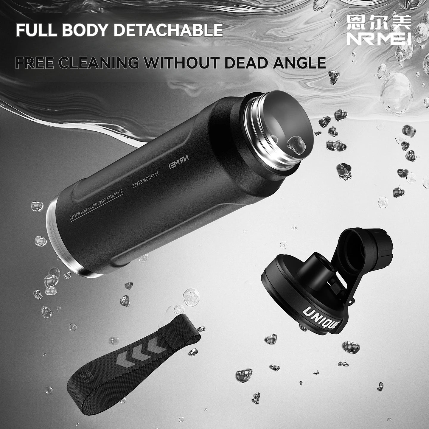 1L Insulated Cold Water Bottle Thermos Stainless Steel Tumbler Qutdoor Sports Handle Vacuum Flasks Double Wall Cup