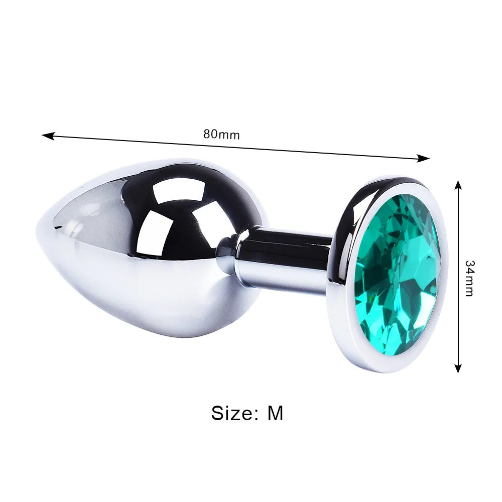Colored Crystal Stainless Steel Anal Plug – 3 Sizes