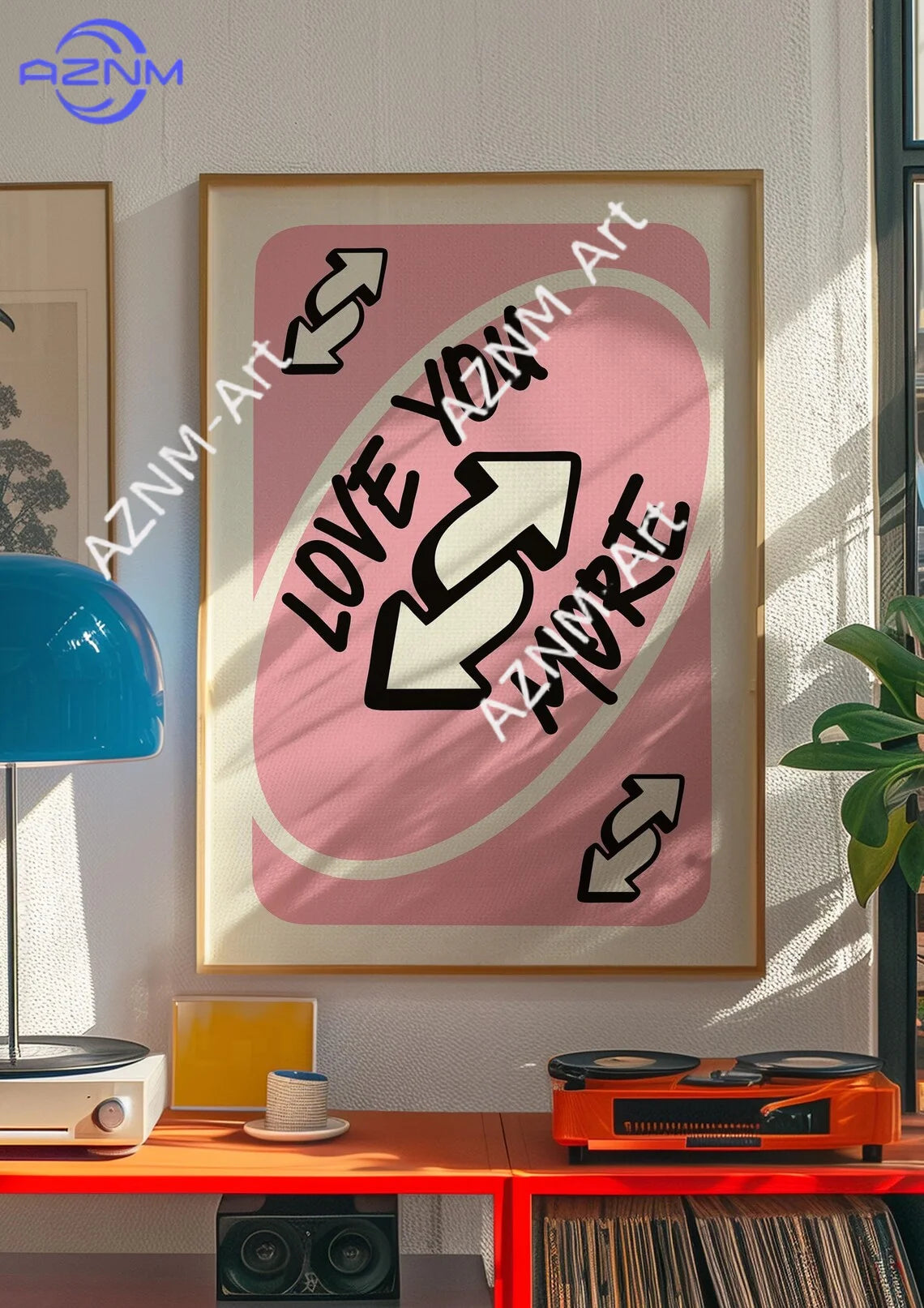 “Love You More” Pink Retro Wall Print