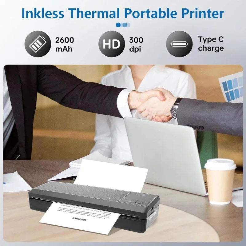 Wireless Portable Bluetooth Thermal Printer Inkless for 8.5 X 11 US Letter Mobile Printing for Phone Laptop Home Office Use