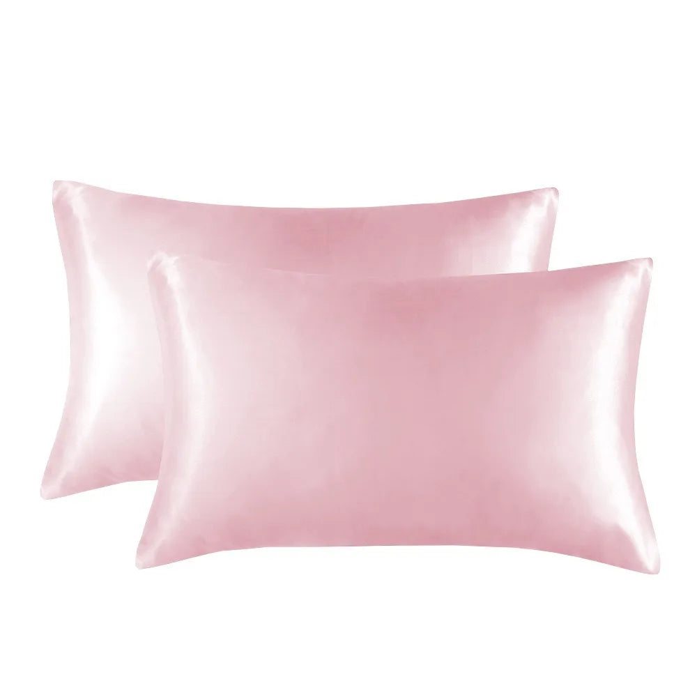 1 Pair Satin Pillowcase - Anti-Allergy Breathable Bedding Polyester Satin with Envelope Closure Machine Washable & Skin-Friendly