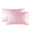 1 Pair Satin Pillowcase - Anti-Allergy Breathable Bedding Polyester Satin with Envelope Closure Machine Washable & Skin-Friendly