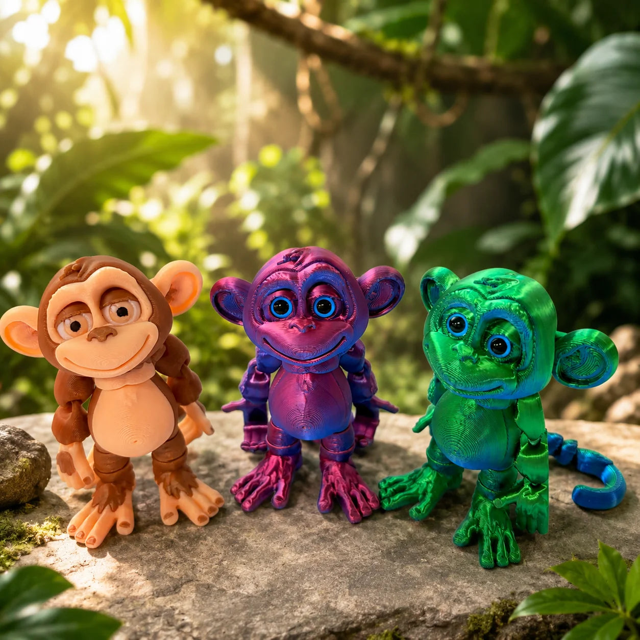 Monkey 3D Printed Articulated,Stands Upright,Hangs by Tail or Hand,travel companion,Jungle Animal Figurine,Fidget Desk Figurine