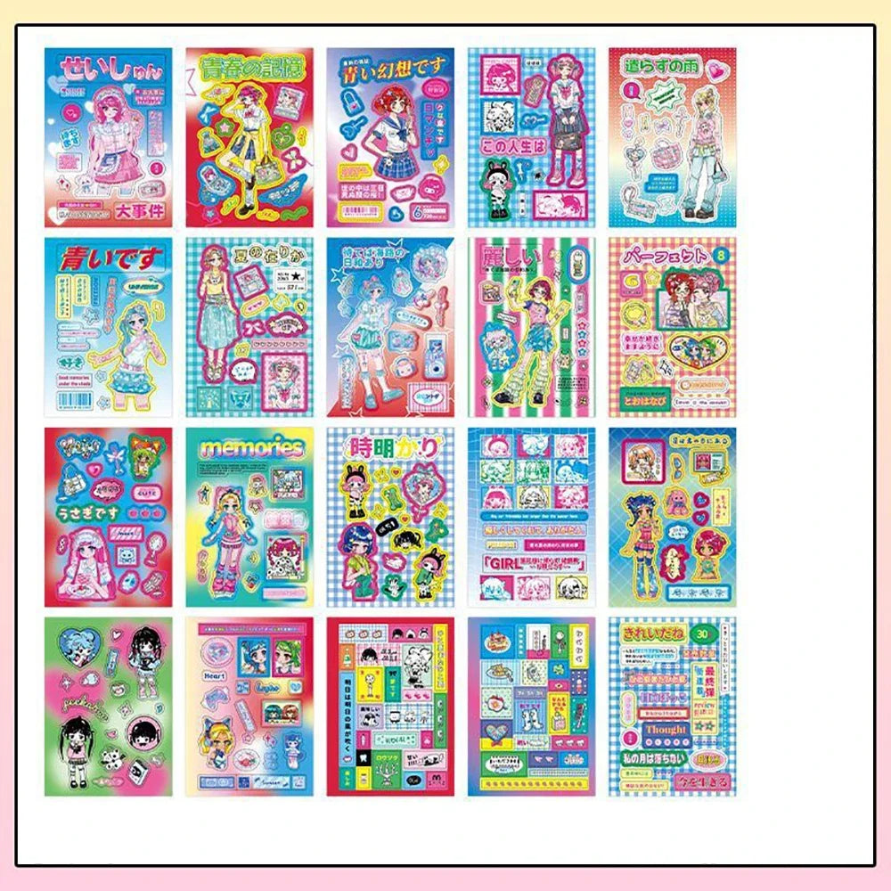 20-Sheet Vintage Anime Girl Y2K Sticker Set
