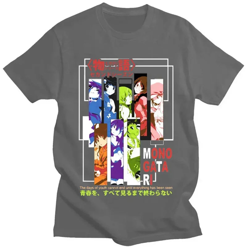 Japanese Manga Monogatari Series Graphic Print T-Shirts Man Summer Oversized Tee Shirt Casual Clothes Harajukkuu Streetweaarr