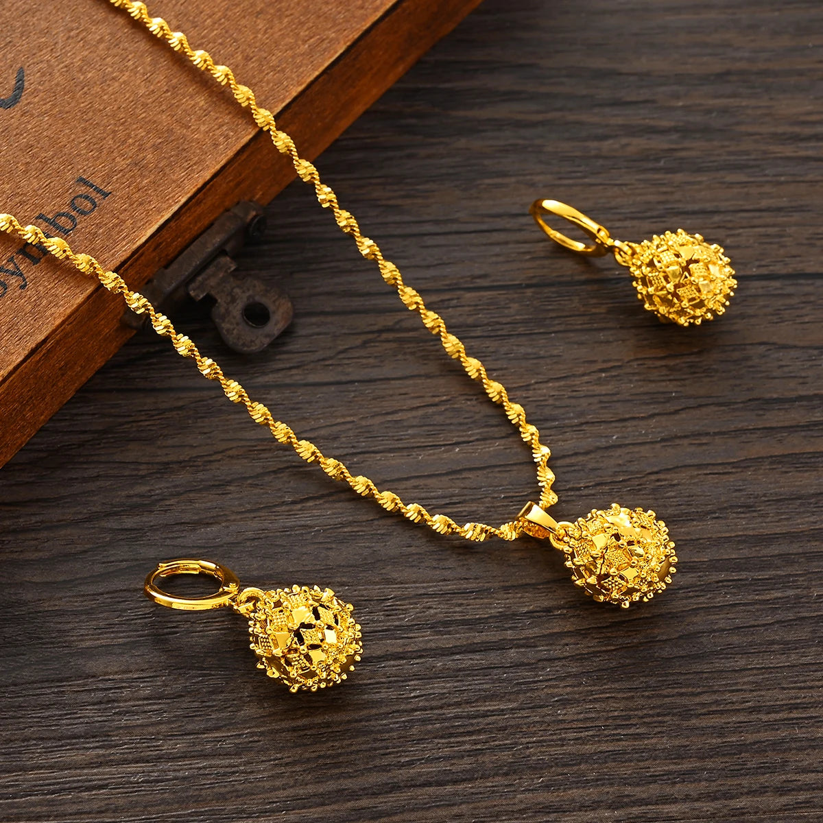 Women's Gold-Color Necklace & Earring Set