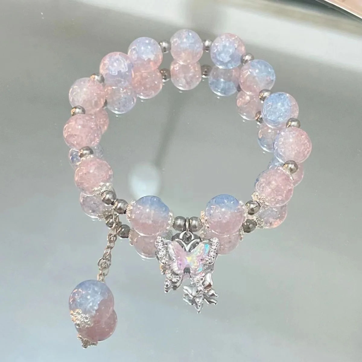 Cherry Blossom Crystal Beaded Bracelet