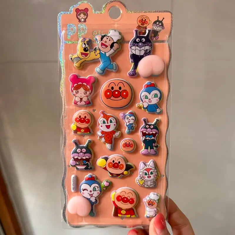 Anpanman Cartoon Anime Peripheral Stickers Diy Toy Pinch Music Creative Decompression Stickers Birthday Gifts for Boys and Girls