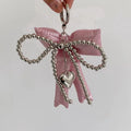 Y2K Bow & Heart Beaded Bag Charm Keychain