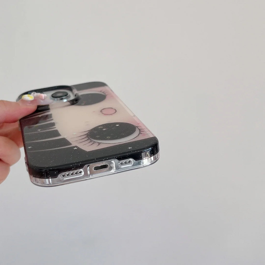 Kawaii Black Big Eyes Cool Iphone Case Is Suitable for Iphone17/16/15/14/13/Pro Max 15Plus Phone Case Full-Inclusive Anti-Fall