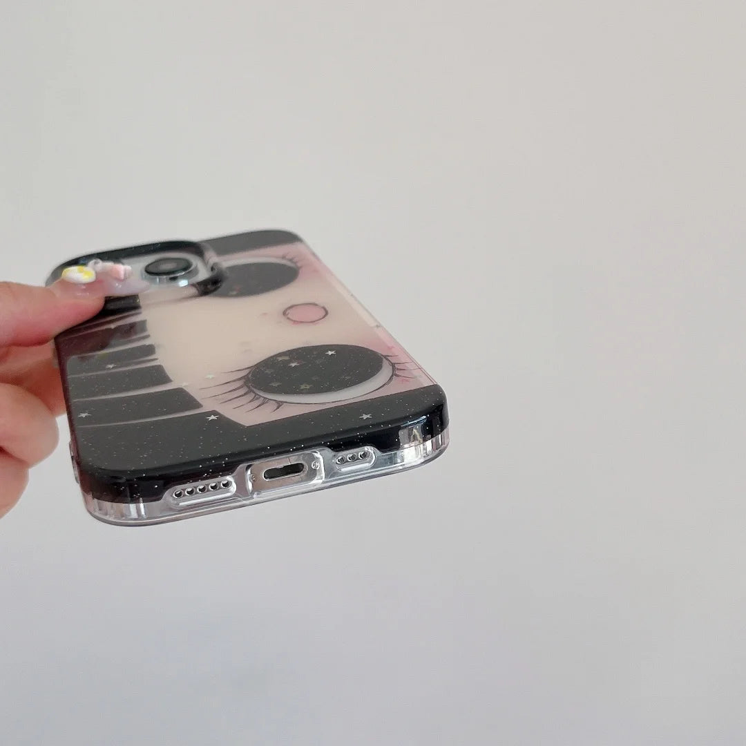 Kawaii Black Big Eyes Cool Iphone Case Is Suitable for Iphone17/16/15/14/13/Pro Max 15Plus Phone Case Full-Inclusive Anti-Fall