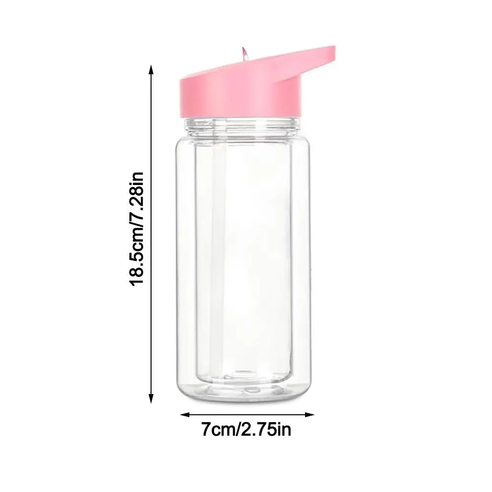 NEW 300ml Capacity Snow Globe Tumbler Break-Resistant Double Layers Water Bottles Reusable Pre-Drilled Plastic Tumbler Children