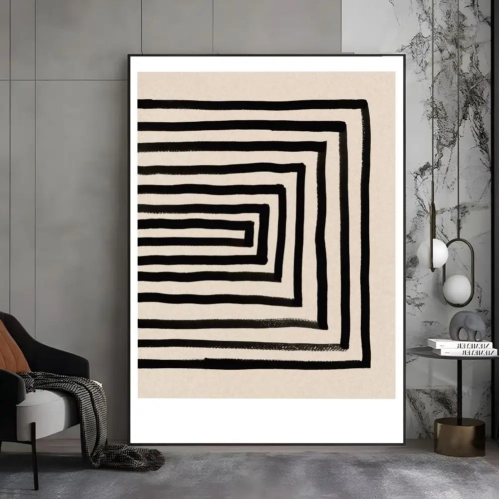 Black & White Line Art Wall Poster
