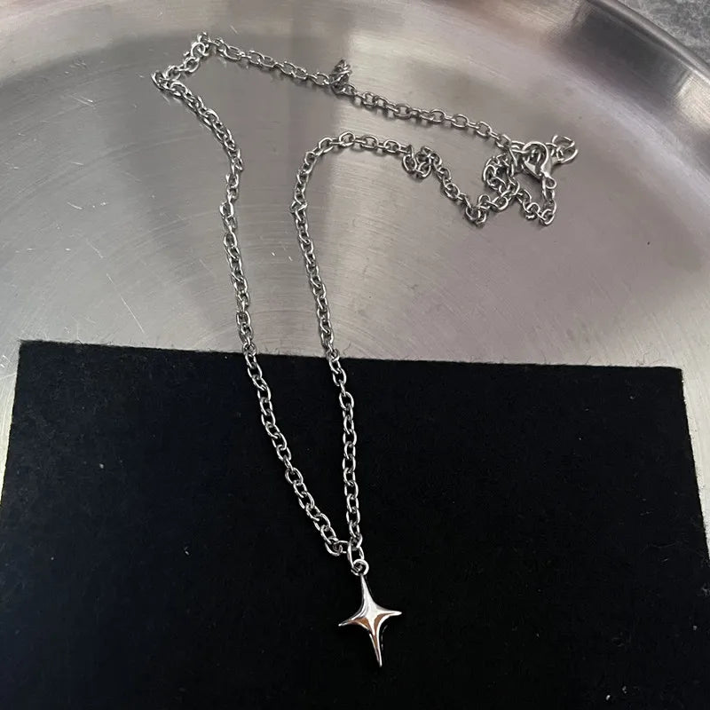 Y2K Fire Heart & Teeth Pendant Necklace