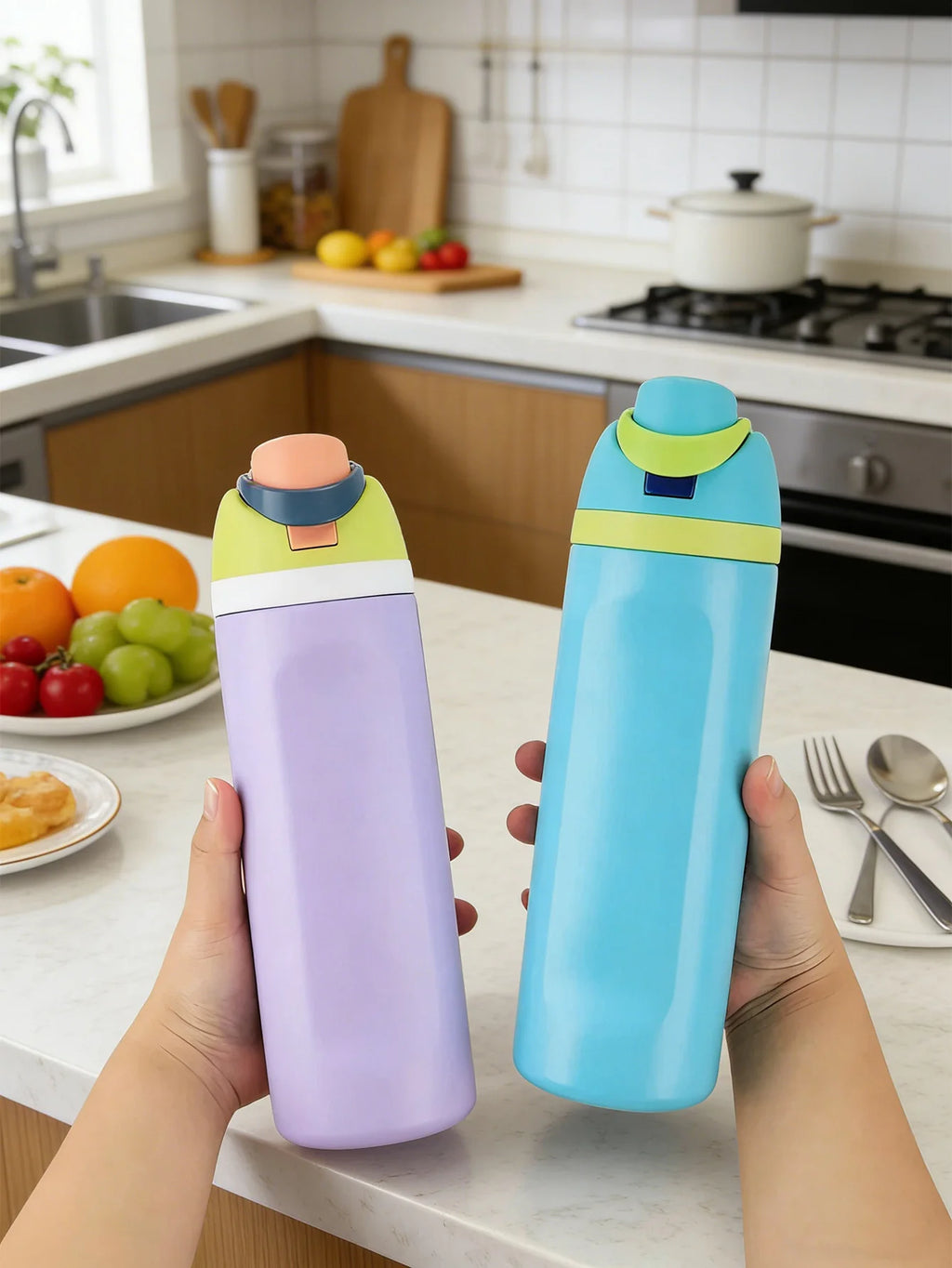 Large Capacity Double Wall Insulated Sports Water Bottle, Long Lasting Temperature Lock Tumbler for Outdoor Fitness Travel
