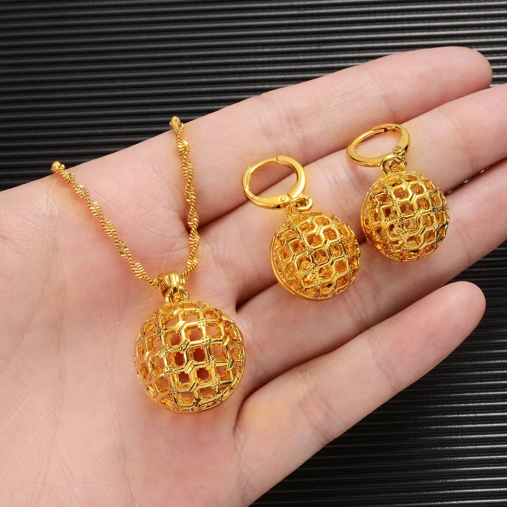 Women's Gold-Color Necklace & Earring Set