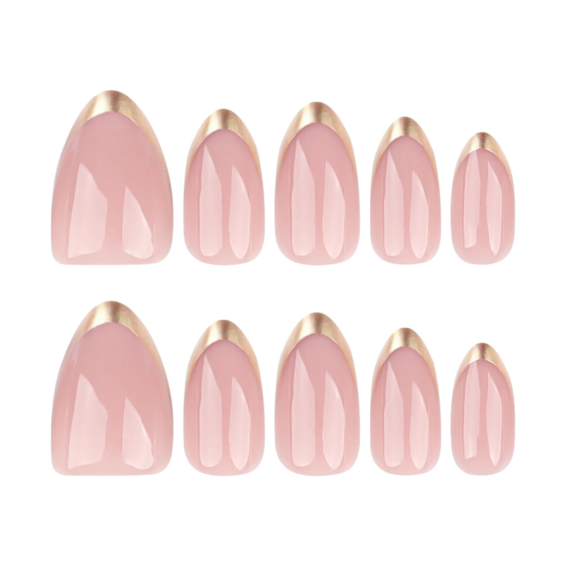 Medium fake nails for women girls french style golden silver frame almond Square shaped artificial nail tips press on false nail