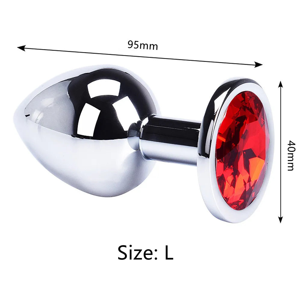 Colored Crystal Stainless Steel Anal Plug – 3 Sizes