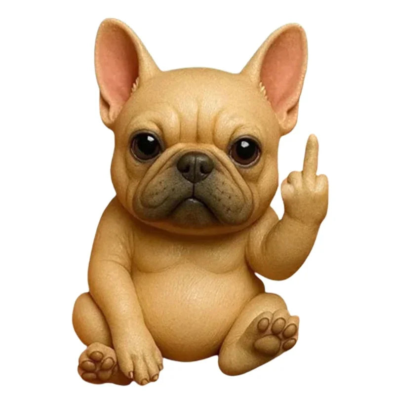 Funny Middle Finger Cute Animal Statue Mini Dog Cat Figurine Desktop Ornament Resin Highland Cattle Frog Sculpture Home Office