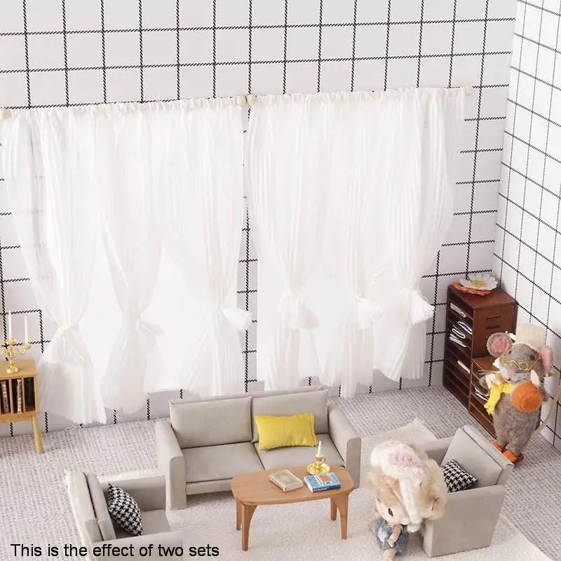1:12 White Chiffon Dollhouse Curtain