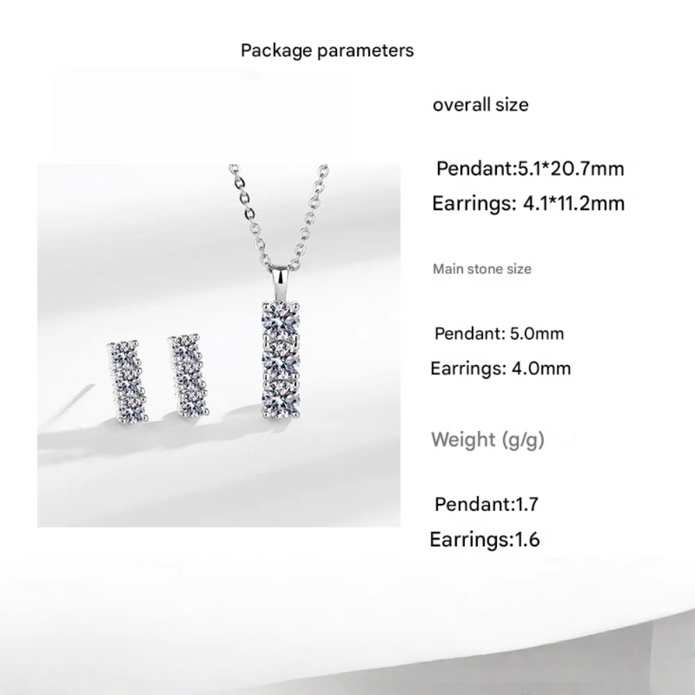 925 Sterling Silver Jewelry Set With Diamond Necklace And Earrings, Wedding Dress Versatile Jewelry Set Inlaid With AAAAA Zircon