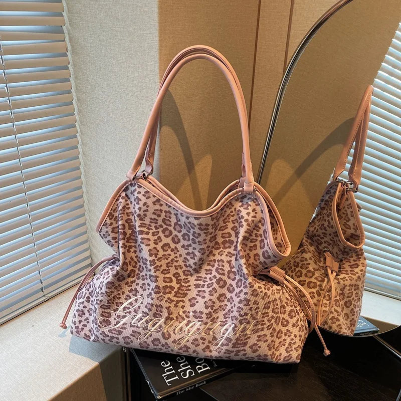 Polka Dot Leopard Print Shoulder Bag