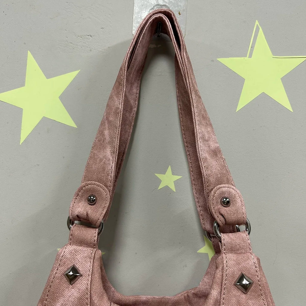 Y2K Washed Faux Leather Hobo Bag