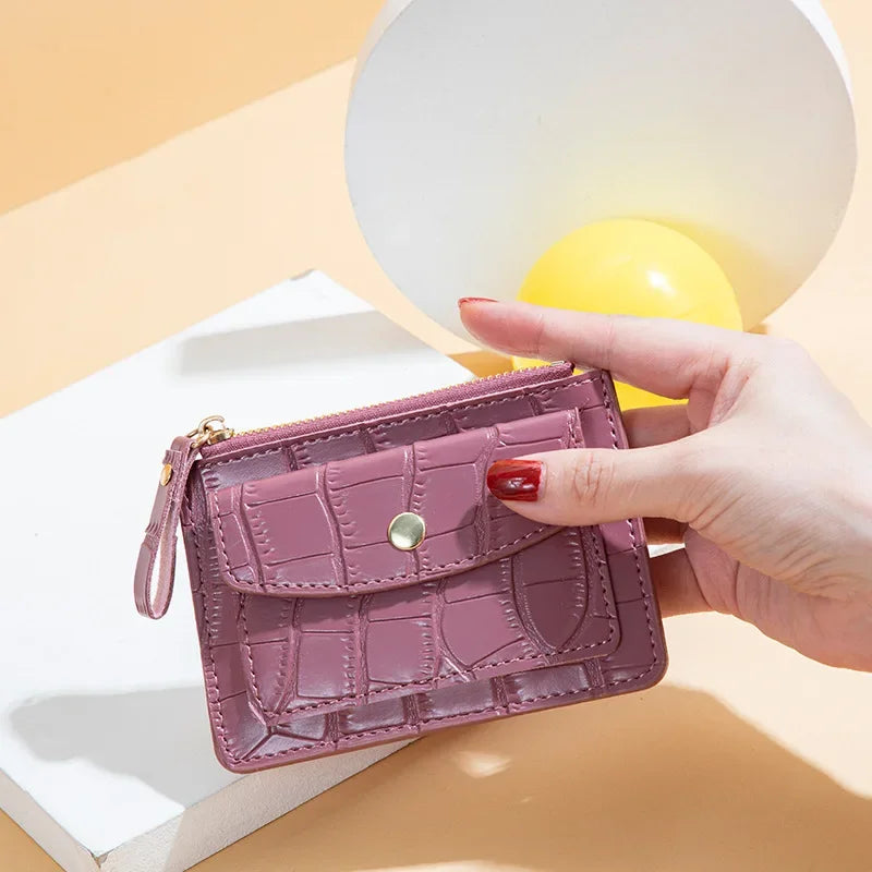 Pu Leather Mini Coin Purse for Women Stone Pattern  Girl Cute Zipper ID Bus Card Wallet Women Lady Money Wallet Key Case Bags