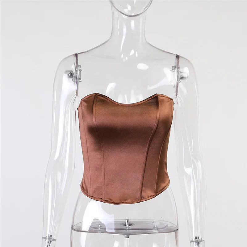 Women's Strapless Corset Crop Top