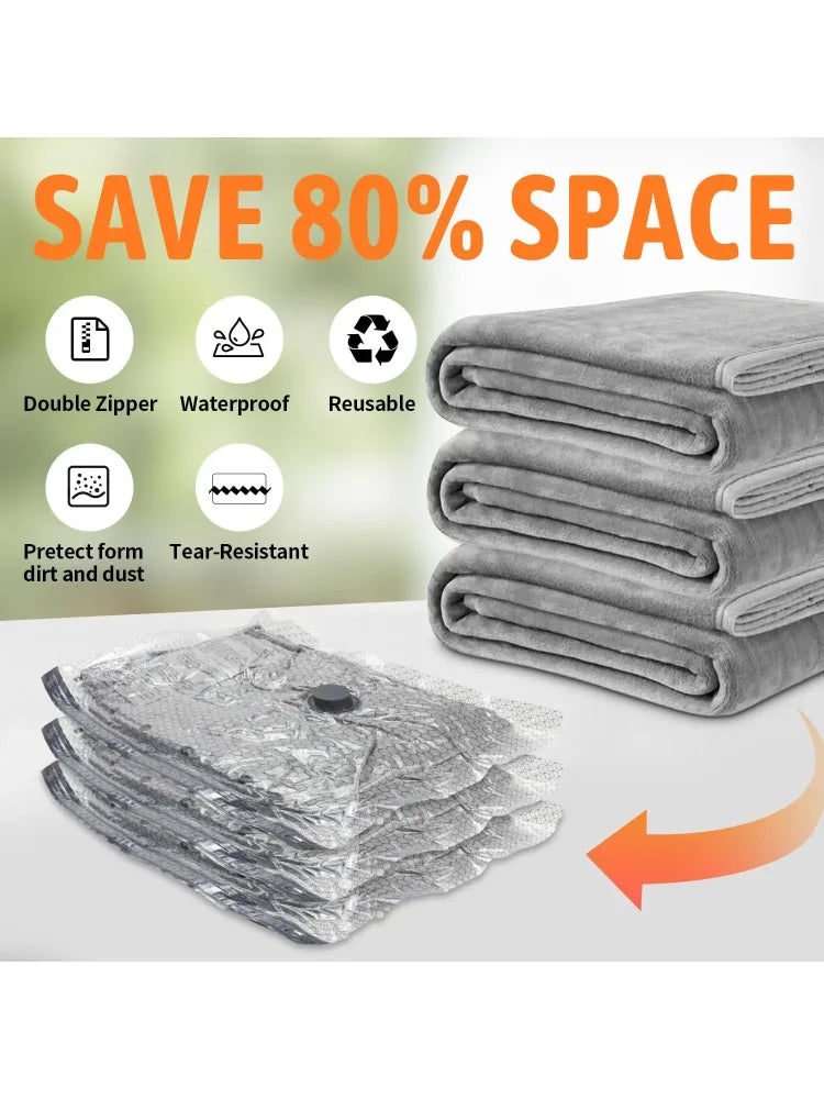 15-Pack Travel Vacuum Storage Bags with Electric Pump, Space-Saving Compression Bags for Clothes, Luggage, Cruise & Home Use