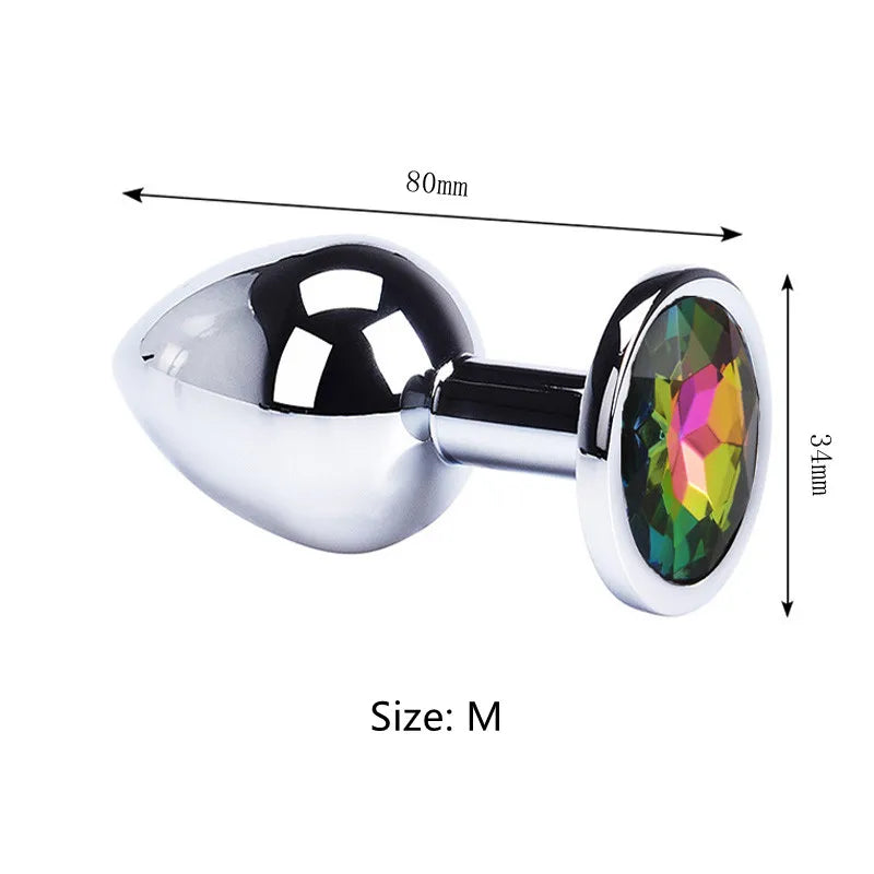 Colored Crystal Stainless Steel Anal Plug – 3 Sizes