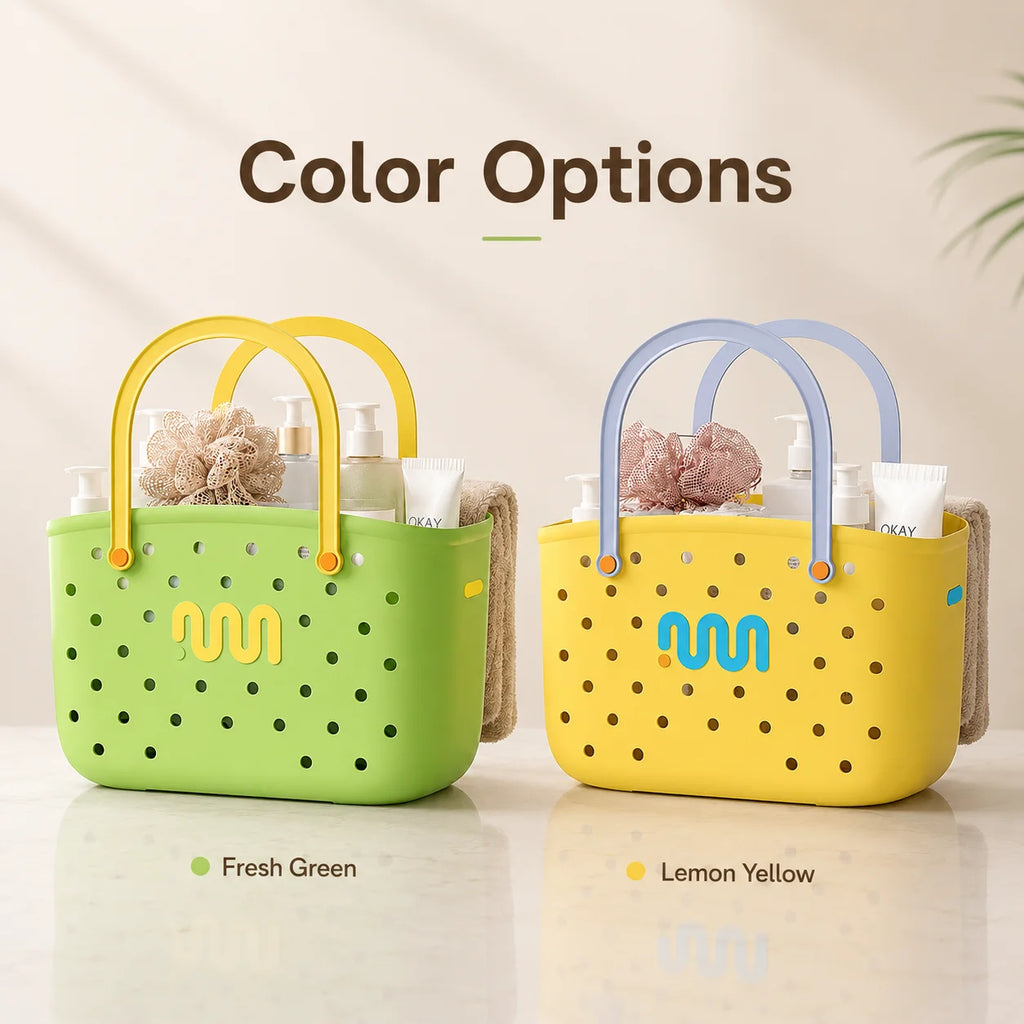 Bathroom Shower Caddy Storage Basket with Handle Large Capacity Drainage Organizer Plastic Bath Tote for Shampoo Cosmetics Home