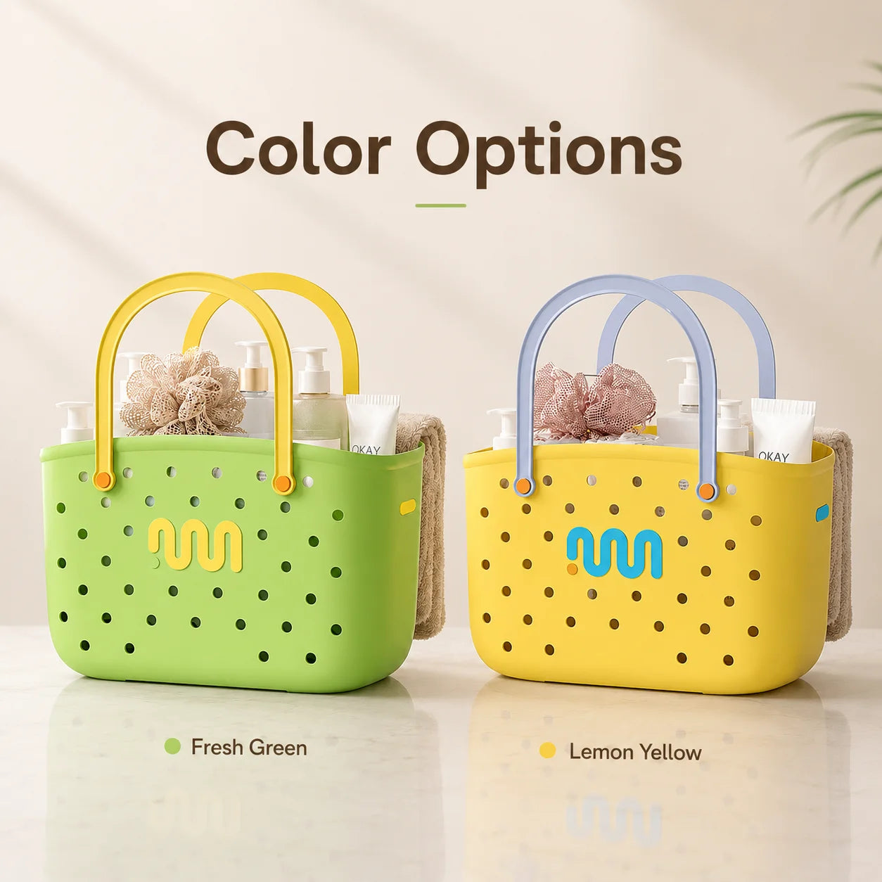 Bathroom Shower Caddy Storage Basket with Handle Large Capacity Drainage Organizer Plastic Bath Tote for Shampoo Cosmetics Home