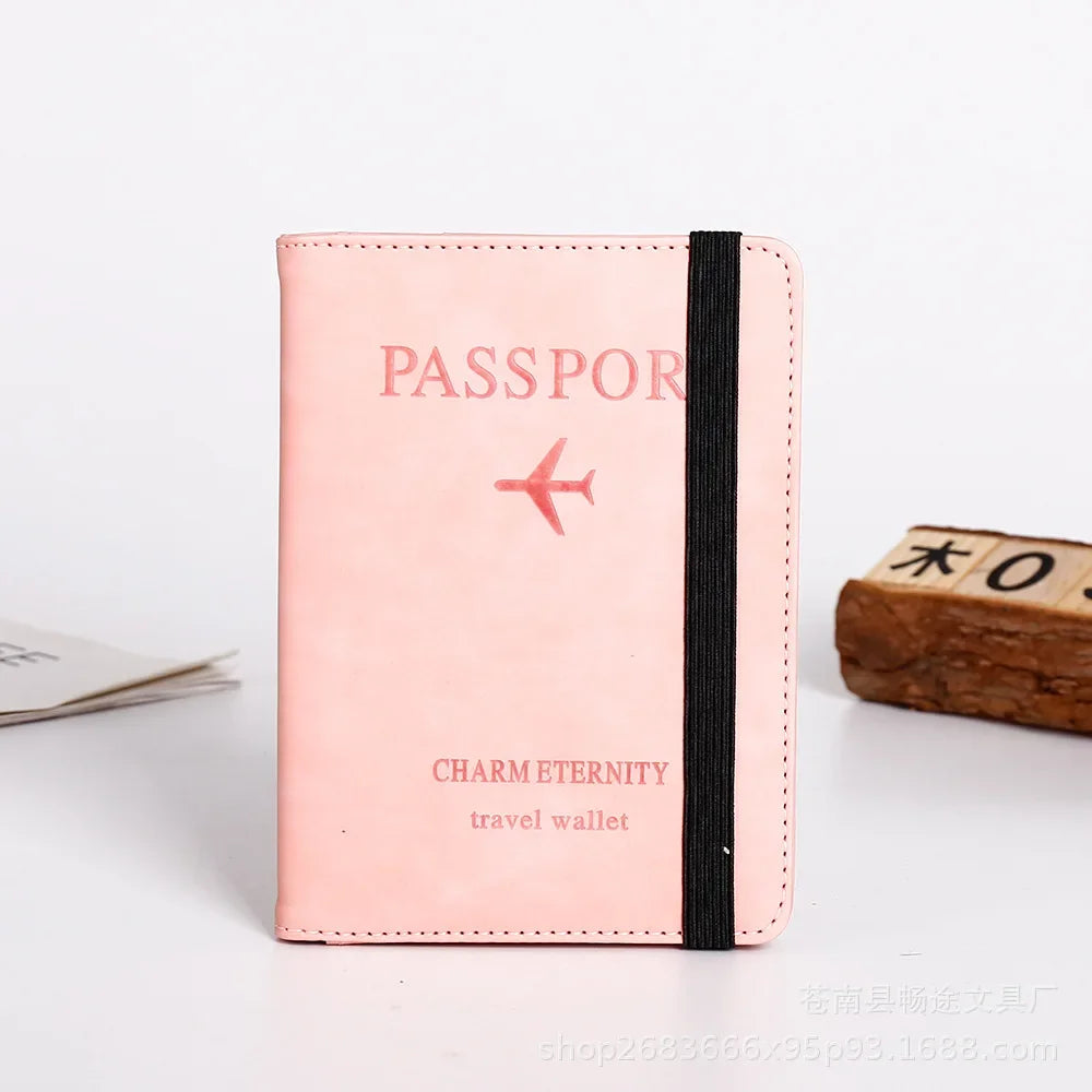 PU Leather Passport & Business Card Travel Wallet
