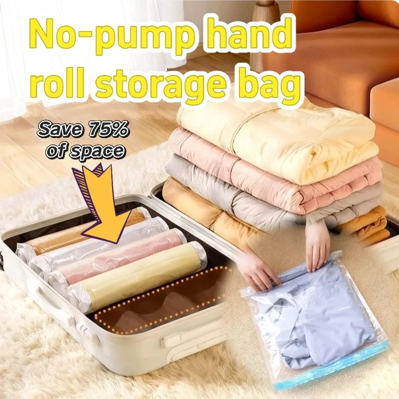 Reusable Roll-Up Travel Compression Storage Bag