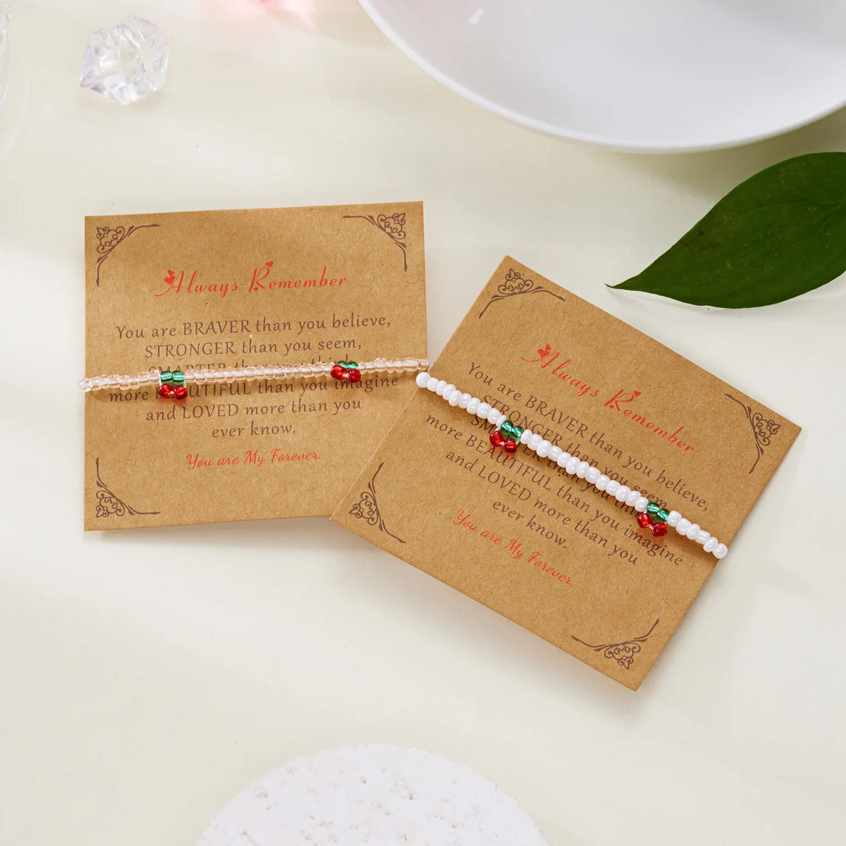 Red Cherry Beaded Charm Bracelet