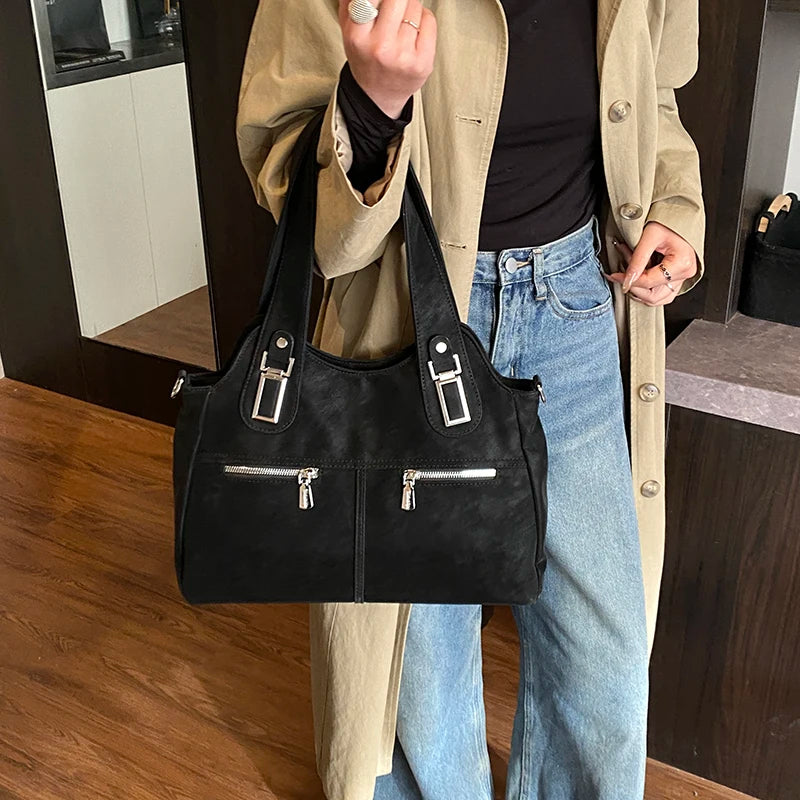 Y2K Washed Motorcycle Shoulder Bag