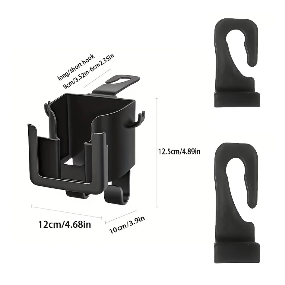 2 Pack Car Seat Back Organizer, Cup Holder & Hook, Phone Bracket, Rear Storage for Water Cup & Phone, Car Interior Accessories