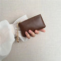 PU Leather Mini Coin Purse With Gold Keychain And Smooth Zipper Perfect For Daily Use Carrying Cards Cash Keys Small Items