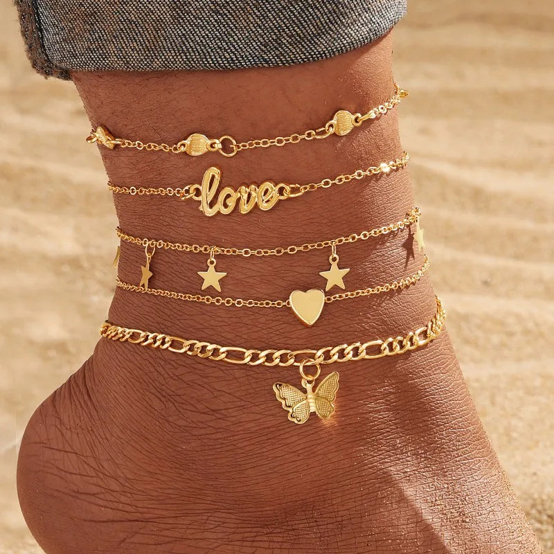 Anklets for Women, 18K Gold Palted Anklet Bracelets for Womens Girls, Dainty Foot Jewelry Women's Ankelts Beach Gifts for Her