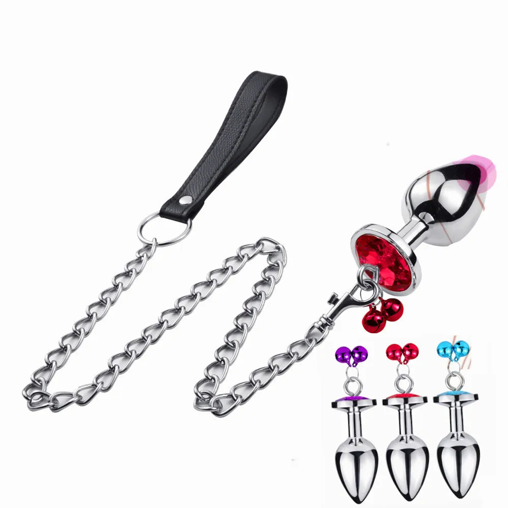 Crystal Bell Metal Anal Plug with Chain – 3 Sizes