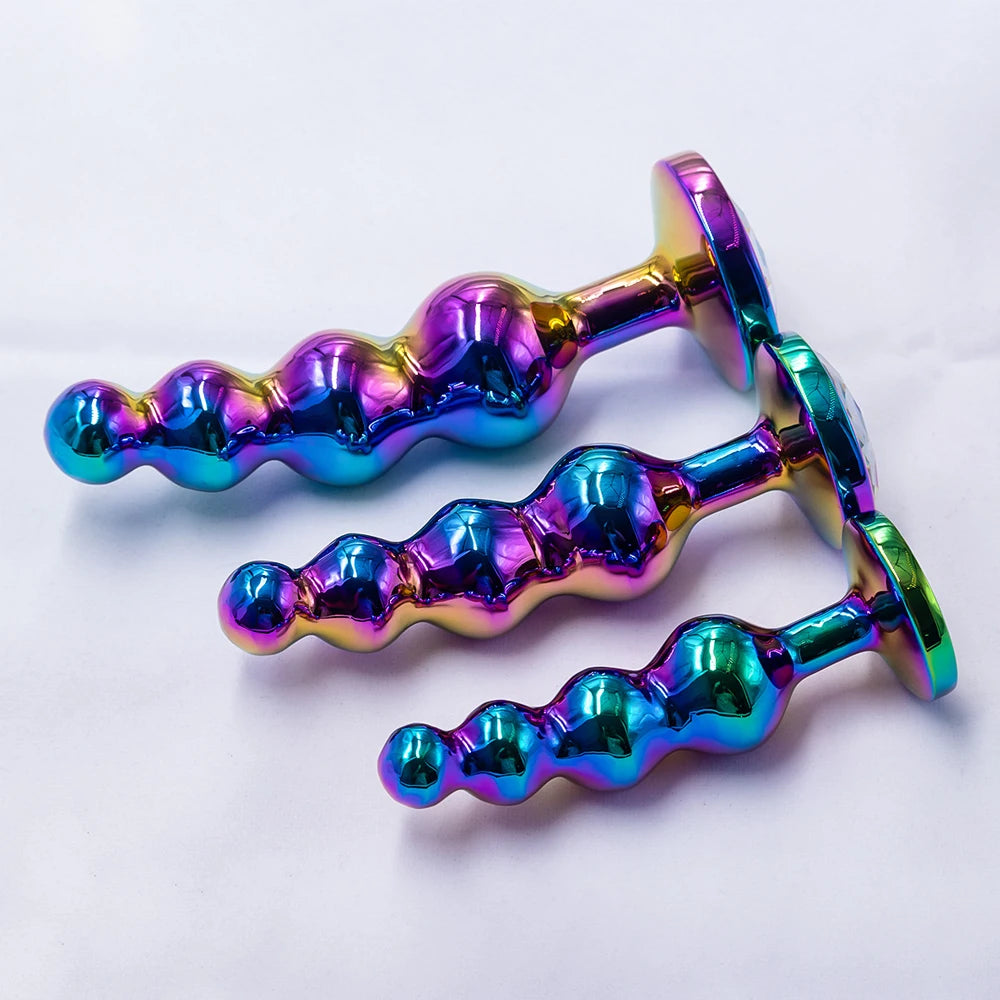 Iridescent 4-Bead Metal Anal Plug