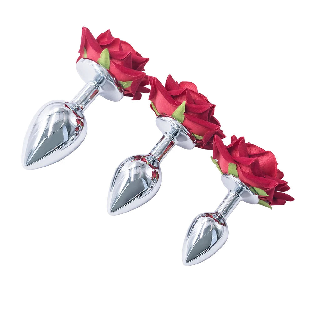 Waterdrop Stainless Steel Anal Plug with Rose Base
