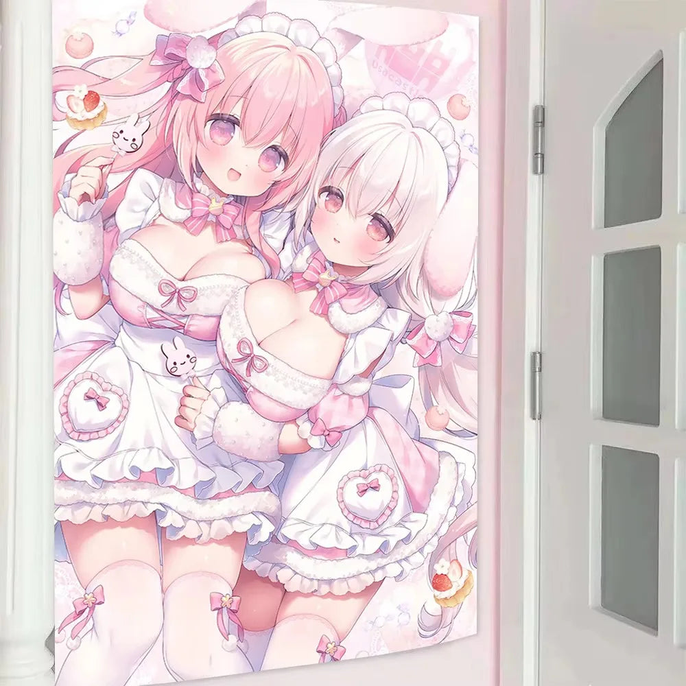 2D Anime Girl Doujin Wall Tapestry