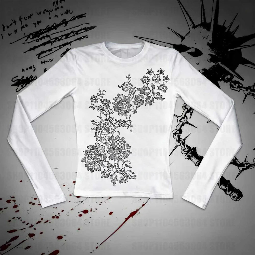 Kitty Graphic Grunge Y2K Crop Top