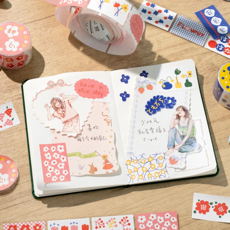 Floral Label Sticker Tape for Journaling